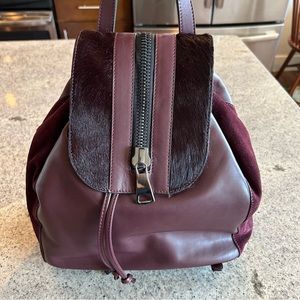 A. Bellucci Genuine Leather & Calf Hair Backpack, Color Wine